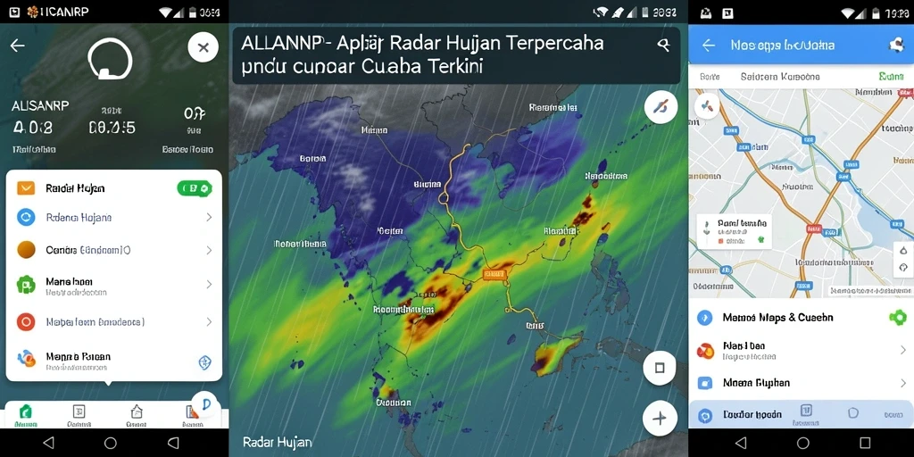 Tampilan antarmuka aplikasi ALISANRP dengan fitur Radar Hujan yang jelas.