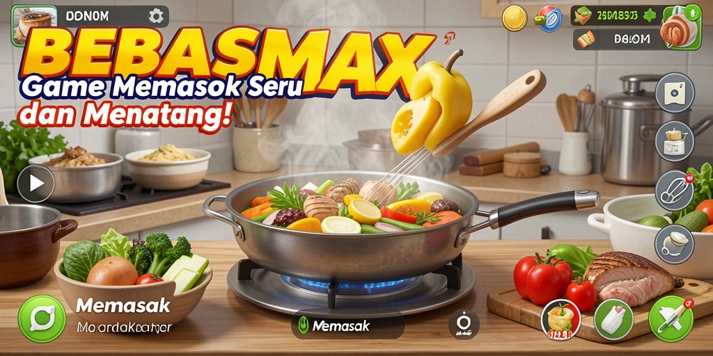 Antarmuka permainan Memasak BEBASMAX yang menarik.