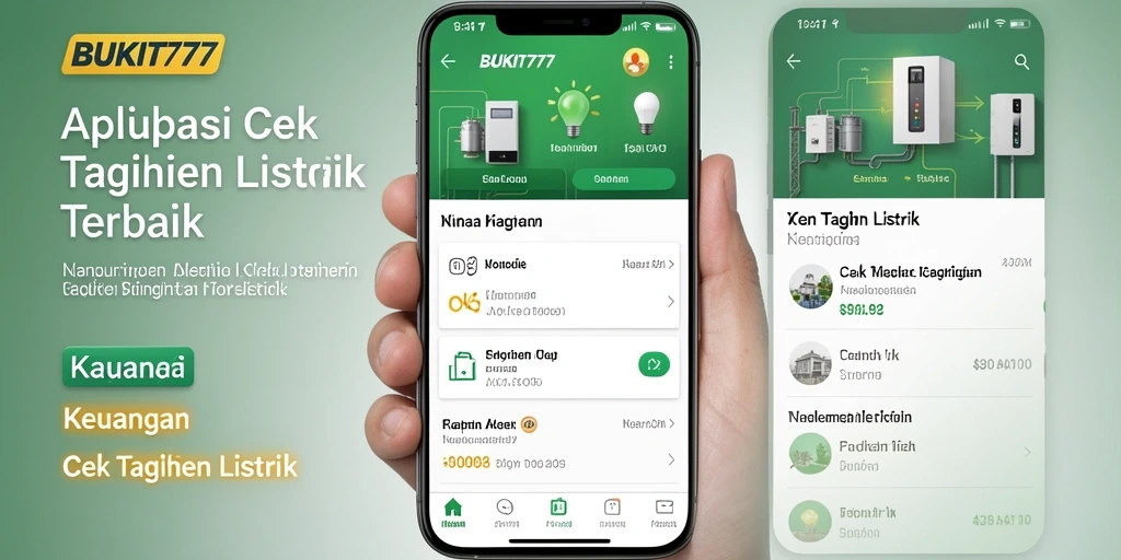 Tampilan utama aplikasi BUKIT777 untuk cek tagihan listrik.