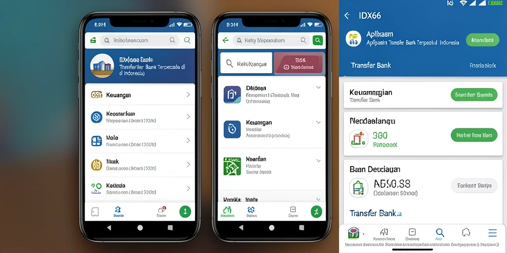 Tampilan antarmuka aplikasi IDX66 untuk transfer bank yang modern.