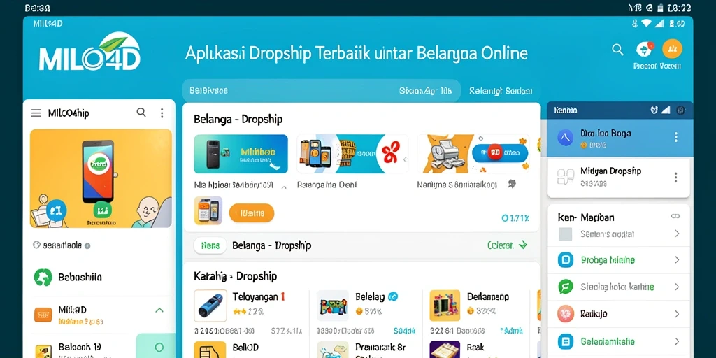 Tampilan antarmuka aplikasi Dropship yang user-friendly dan fungsional.